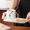 Tazze Tazza da caffè in ceramica creativa fatta a mano con borsa con diamanti set di piatti tazza regalo di compleanno in platino 231026