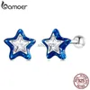 Stud Bamoer Anthentic 925 Sterling Zilver Blauwe Ster Oorbellen voor Vrouwelijke Mode Studs Oor Meisjes Verjaardagscadeaus Fijne Sieraden YQ231026