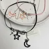 Pendant Necklaces Fashion Star Moon Tassel Necklace For Women's Pink Black Five-Pointed Clavicle Party Jewelry Gift