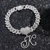 Anklets A Z Cursive Letter Initial Heart Cuban For Women Hip Hop Bling Chain Anklet Bracelet Foot Jewelry 231025