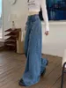 Jeans pour femmes femmes avec pantalon évasé plissé léger bootcut cloche bas denim pantalon y2k taille haute plus taille jambe large bleu jean vêtements