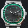 Montres-bracelets 5711/113P-001 Emerald Baguette Bezel Automatique Mens Montre Gris Texture Cadran Bracelet En Acier Inoxydable 2023 Top