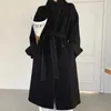 Manteau en cachemire double face pour femmes, mélange de laine, haut de gamme, grand revers, cousu à la main, ample, automne et hiver, 231026