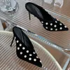 2024 Designer New Shoes Sexy Shiny Rhinestone Leather Luxury High Heels Lacquer Leather Thin Medium Heel Pointed Net Red Star Dress Shoes