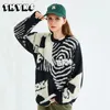 Kobiety swetry vintage luźne para sweter jacquard okrągły szyja swobodny unisex pullover moda moda hip hop High Street Comfort Knitwaer