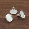 12 mm 10 mm 8 mm Tamaño interior Pendientes de cobre y plata Ajuste en blanco Bisel Base de anillo de cabujón en blanco para anillo DIY 100 unids / lote K05122275m