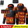 Vestes d'extérieur sweat à capuche pour hommes 19 zones veste chaude USB hiver veste de chauffage électrique extérieure veste chaude Sprots 231116