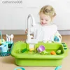 Kitchens Play Food Kids Kitchen Sink Toys Electric Dishwasher Playing Toy With Running Water Pretend Play Food Fishing Toy Role Playing Girls GiftL231026