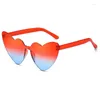 Солнцезащитные очки Тонкие персиковые сердечки Love Jelly Color Безрамные цельные очки Candy Eyes