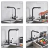 Torneiras de cozinha preto branco latão luxo torneira de água pura alça dupla e beber frio 3way filtro misturador torneiras 231026