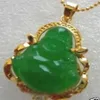 Ny Green Jade Gold Plated Buddha Pendant Necklace Chain234T