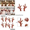 Kerstversiering Huadodo Mini Simatie Gewei Hoofddeksels Accessoires Kunstmatig Hertengewei Voor Jaar Diy Home Decor Y201020 Drop D Dhphu