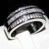 Luxury Princess-cut White Topaz Gemstone Rings Fashion 10KT White Gold filled Wedding Band Jewelry for Men Women Size 8 9 10 11 12217W