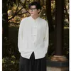 Etnische kleding hoge drop linnen lange mouw Chinese stijl Hanfu shirt voor mannen traditionele Tang Suit-jurk