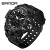 Wristwatches SANDA G Style Step Calorimeter Single Electronic Watch Nightlight Waterproof Sports Double Display LED Digital Quartz Men