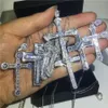 Vecalon fait à la main Hiphop grande croix pendentif 925 en argent Sterling Cz pierre Vintage pendentif collier pour femmes hommes bijoux de mariage3258
