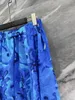 Arbetsklänningar 2023SS Summer Fashion Luxury Women Prints Blue Shirt Blue With Midi Kjol Set Female Chic Suits Tutu