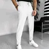 Pantalons pour hommes printemps et automne produit simple mode sport polyvalent coupe ajustée couleur unie tendance plissé fitness