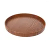 Tea Trays Natural Wooden Tray Accessories Kitchen Tools Fruit Bakery Serving Plate Round Food Retro Dishes Platter 3 Sizes