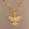 Pendentif Colliers Zircon Phoenix Spreads Wing pour femmes en acier inoxydable plaqué or collier fête de Noël bijoux cadeau femme