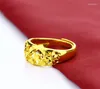 Cluster Rings 925 Silver Plated Gold For Women Fashion Jewelry Hollowed-out Exquisite Wide Ring Lady Wedding Birthday Present