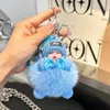 Keychains Lanyards Sleeping Baby Keychain Cute Plush Doll Keychain Plush Fluffy Ball Girl Bag Key Ring Ornament Car Key Charm Gift Pendant 231025