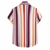 Camisas casuais masculinas camisa havaiana de verão para homens moda listrada manga curta férias de praia Single Bastest em S-xxl