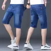 Jeans pour hommes Bleu Noir Trendy Denim Shorts Summer Business Casual Stretch Droit Cowboy Pantacourt Mâle Marque Slim Pantalon