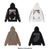 Sweatshirts Loose Coatoff 2023 Fashion Sweater Painted Arrow Crow Stripe %70 Hoodie Men's and Women's Off Style Hoodies Offs Pullover Hooded Trendy Black&White 9AZ4