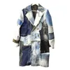 Miscele uomo PFHQ Autunno patchwork denim consumato Trench decostruito Giacca a vento doppiopetto techwear all'avanguardia 21Z1042 231026