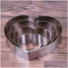 Baking Moulds 7Pcs/Set 4 - 10 Inches Heart Shape Mousse Ring Mod Stainless Steel Candy Bread Cheese Cake Mold Tool Za6873 Drop Deliver Dhorx