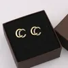 20Style Gold Plated Designer Double Letter Stud Geometric Famous Women Diamond Earring Wedding Party Gift Jewelry