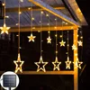 Decorazioni da giardino Luci natalizie Solar Moon Star LED Decorazione a corda per la casa all'aperto Matrimonio Lampada per tende a led Decorazioni natalizie 231026