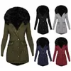 Parkas de plumón para mujer, abrigo de algodón con cremallera cálido de longitud media y cuello de lana de colores lisos, ajustado, de invierno, 231025