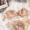 Bras Logirlve Top Mulheres Lace Underwear Set Bordado Bra Set Ultrathin B C D Cup Brassiere Sutiã Transparente Push Up Sexy Lingerie Set T231026