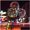 Balloon New Led Luminous Rose Bouquet Transparent Bobo Ball Valentines Day Gift Birthday Party Decoration Balloons Drop Delivery Toys Dhbhc