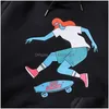 Herrtröjor tröjor faller och vinterstil män amerikansk tidvatten varumärke skateboard personlighet plus fleece hoodie teen dhftp