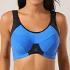 Soutien-gorge de sport à séchage rapide sans doublure à armatures antichoc Gym Top Sport Brassier sans couture réglable Fitness femmes soutien-gorge bleu noir 90 C E L2040