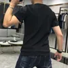 T-shirts pour hommes d'été imprimé coton mercerisé strass décontracté streetwear mâle mince personnel rose t-shirts designer col rond taille pluze haut à manches courtes