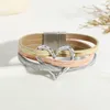 Charm Bracelets ALLYES Romantic Hollow Metal Love Heart Wrap Bracelet For Women Fashion Triple-layer Leather Valentine's Day Gift