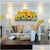 Paintings Large Size Handmade Oil Painting Abstract Sunflower On Canvas Modern Wall Art Home Decorate Hand Painted Thick Picture Drop Dhxsb