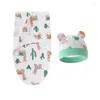 Couvertures Born Cotton Swaddle Couverture Waddle Wrap Chapeau Ensemble Bébé Literie Réception Sac De Couchage Pour Bébé