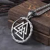 Nooit vervagen mannen roestvrijstalen Viking zelfverslinder Ouroboros Valknut amulet draak hanger ketting met Vikings houten kist Neckl222H