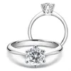 LESF Moissanite Diamond 925 Silverförlovningsring Klassisk Rund Kvinnors bröllopspresent storlek 0 5 1 0 CARAT237E