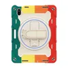 Funda para tableta de silicona de color arcoíris con correa cruzada para iPad 10.9 '' Correa de mano giratoria 360 3 en 1 Carcasa protectora resistente y portátil con función atril y ranura para bolígrafo