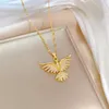 Pendentif Colliers Zircon Phoenix Spreads Wing pour femmes en acier inoxydable plaqué or collier fête de Noël bijoux cadeau femme