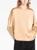 Damskie bluzki mody kobiety satynowa koszula Patchwork dzianin damskie damskie damki okrągła szyja luźna bluzka stała kolorowa top 2023 Autumn Winter