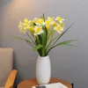 Fleurs décoratives simulées de jonquille haut de gamme, fleurs en soie, Table à manger, thé en plastique, Arrangement de Style chinois