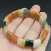 1 peça atacado multicolorido china ouro seda jade retângulo contas pulseira elástica