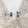 Stud Ear Studs Aquamarine Blue Stone com Estrela Europa Elegante Fine Jewerly para Mulheres 2023 Verão Presente na moda em 925 Sterling Silver YQ231026